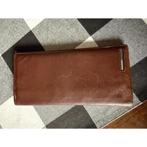 Tommy Hilfiger Brown Leather Long Wallet with Multiple Card Slots